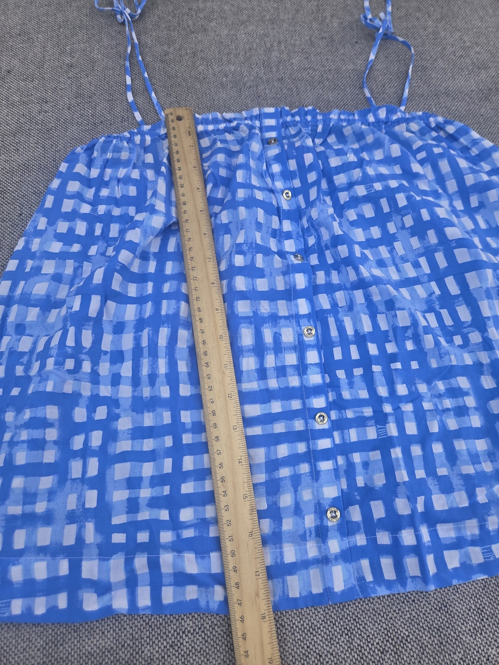 Lilly Pulitzer Blue White Check Print Tie Strap Cami Tank Top Size L - Picture 12 of 12
